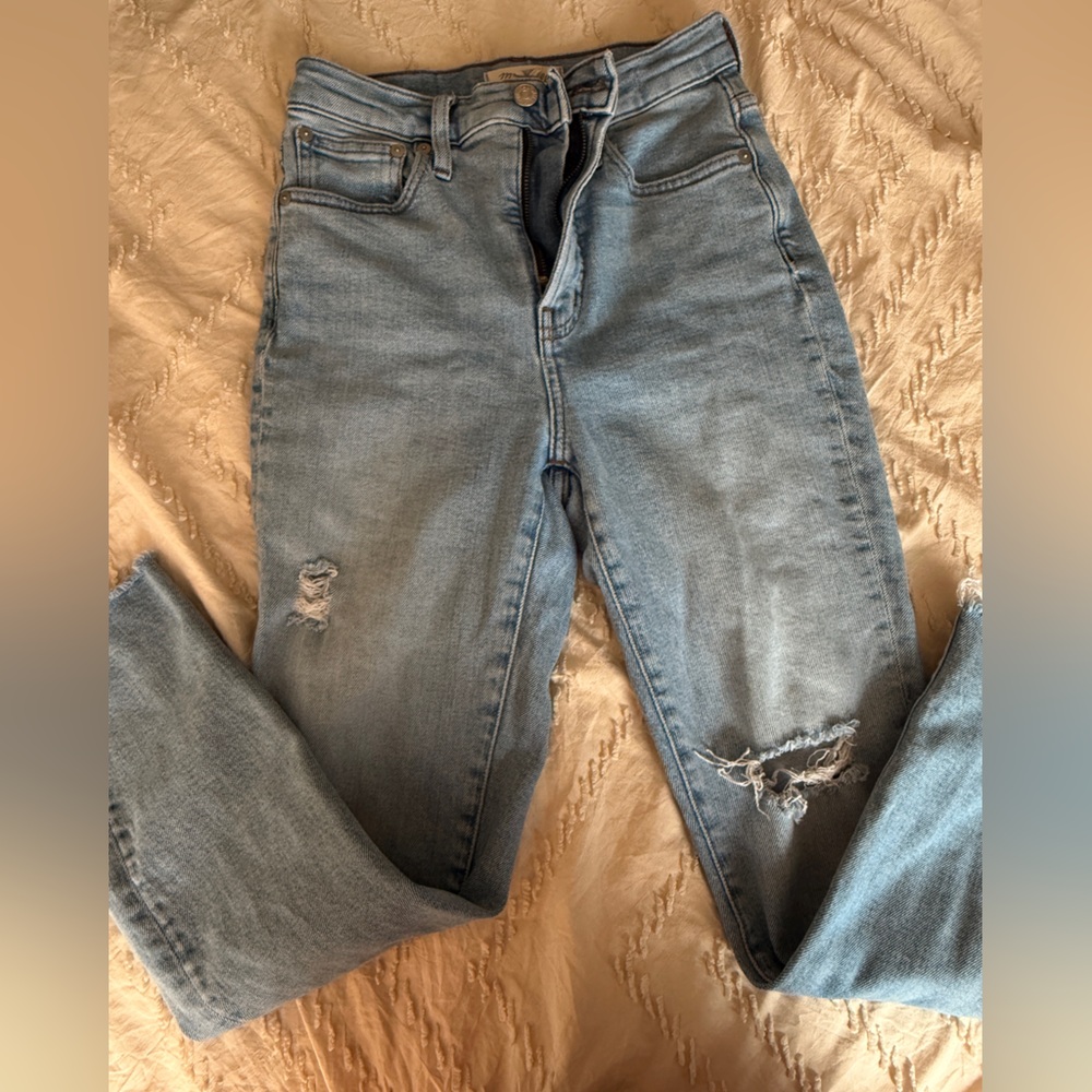 Madewell Light Blue Ripped Skinny Jeans